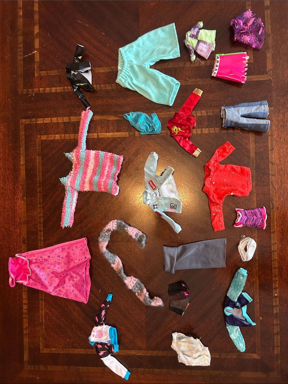 Assorted Pink, Turquoise and Red Kids Doll Clothing Set